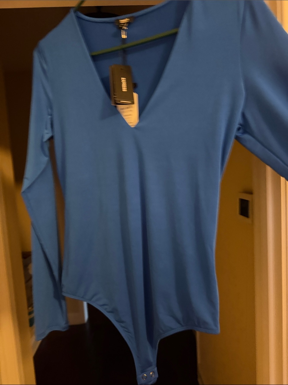 Express Royal Blue Long-Sleeve V-Neck Bodysuit